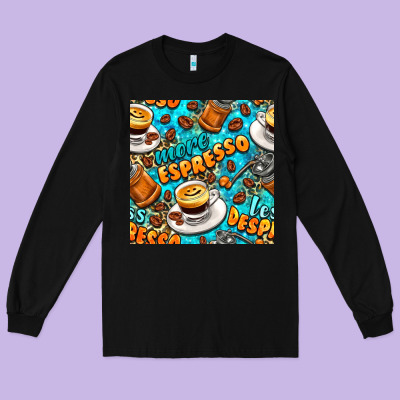 More Espresso Less Despresso Coffee With Leopard Seamless Pattern Bbs Long Sleeve Tee Designed By Bundleandbundleshop