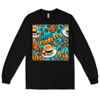 Black more espresso less despresso coffee with leopard seamless pattern bbs Long Sleeve Tee - BundleAndBundleShop
