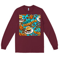 Burgundy more espresso less despresso coffee with leopard seamless pattern bbs Long Sleeve Tee - BundleAndBundleShop