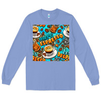Colony Blue more espresso less despresso coffee with leopard seamless pattern bbs Long Sleeve Tee - BundleAndBundleShop
