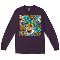 Plum more espresso less despresso coffee with leopard seamless pattern bbs Long Sleeve Tee - BundleAndBundleShop
