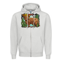 Dove Grey western cactus highland cow Zipper Hoodie - BarkalooDesign