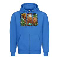 True Royal western cactus highland cow Zipper Hoodie - BarkalooDesign