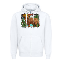 White western cactus highland cow Zipper Hoodie - BarkalooDesign