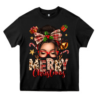 Black merry christmas messy bun Heavy Core Tee - texasbilliewilder
