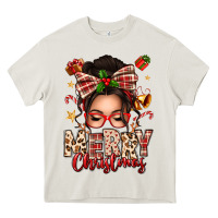 Merry Christmas Messy Bun Heavy Core Tee | Teevron
