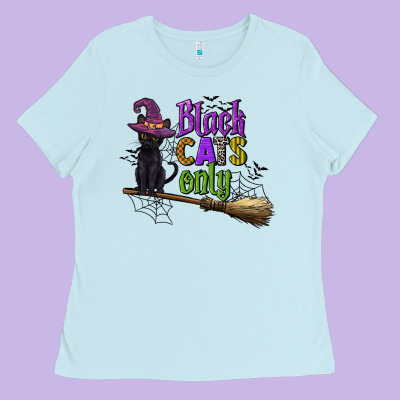 Black Cats Only Ladies Tee Designed By Cowgirlartshop