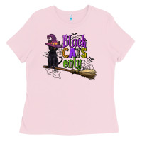 Bubblegum Pink black cats only Ladies Tee - CowGirlArtShop