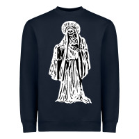 Navy santa muerte blanca Heavyweight Sweatshirt - artisFamous