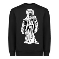 Black santa muerte blanca Heavyweight Sweatshirt - artisFamous