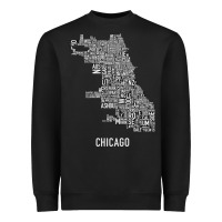 Black chicago typography neighborhood map Heavyweight Sweatshirt - artisFamous