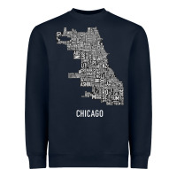 Navy chicago typography neighborhood map Heavyweight Sweatshirt - artisFamous