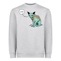 Heather Grey lying cat Heavyweight Sweatshirt - artisFamous