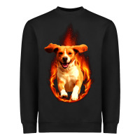 Black Dog In Fire Heavyweight Sweatshirt - artisFamous