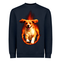 Navy Dog In Fire Heavyweight Sweatshirt - artisFamous
