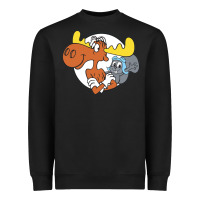 Black Vintage Rocky And Bullwinkle Heavyweight Sweatshirt - artisFamous