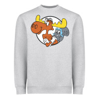 Heather Grey Vintage Rocky And Bullwinkle Heavyweight Sweatshirt - artisFamous