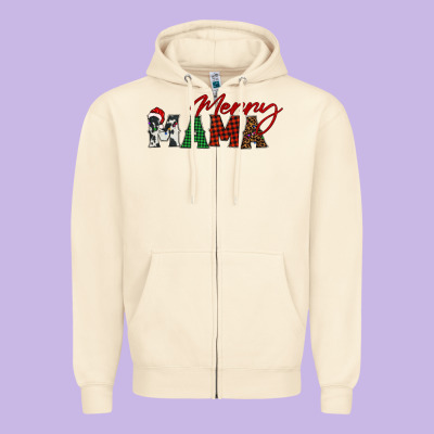 Merry Mama Zipper Hoodie Designed By Barkaloodesign