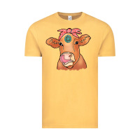 Vintage Mustard Cow  Turquoise Vintage Tee - CowCowDesign