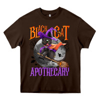 Chocolate Brown Black cat apothecary Heavy Core Tee - NancyCooperArtShop