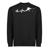 Black hockey player heartbeat ice Heavyweight Sweatshirt - artisFamous