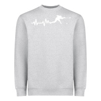 Heather Grey hockey player heartbeat ice Heavyweight Sweatshirt - artisFamous