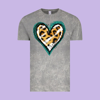 Glitter Leopard Heart Vintage Tee Designed By Jasminsmagicworld