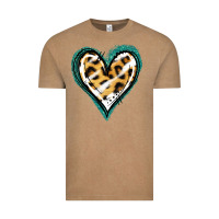 Vintage Coffee Glitter Leopard Heart Vintage Tee - Jasminsmagicworld