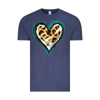 Vintage Denim Glitter Leopard Heart Vintage Tee - Jasminsmagicworld