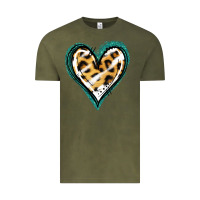 Vintage Olive Glitter Leopard Heart Vintage Tee - Jasminsmagicworld