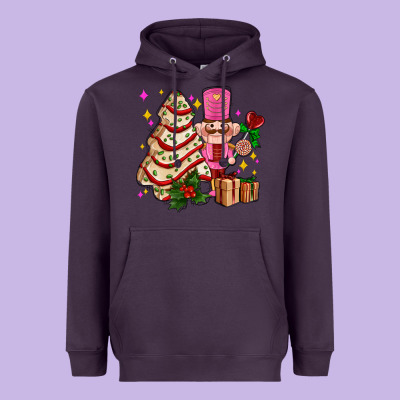 Christmas Tree Cake And Nutcracker With Gifts Ado Heavyweight Hoodie Designed By Adodesignshop