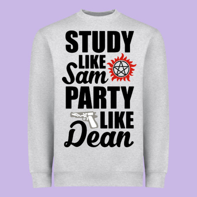 Study Like Sam Party Like Dean Heavyweight Sweatshirt Designed By Artisfamous