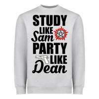 Heather Grey study like sam party like dean Heavyweight Sweatshirt - artisFamous