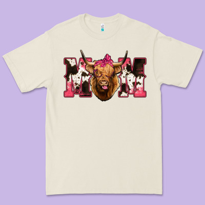 Western Highland Cow Mom Premium Tee Designed By Howdyjamesfarm