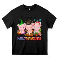 Black happy hallothanksmas pigs Heavy Core Tee - texasbilliewilder