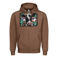 Chestnut western background turquoises gemstones black and white baby cow Zipper Hoodie - BarkalooDesign