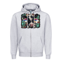 Western Background Turquoises Gemstones Black And White Baby Cow Zipper Hoodie | Teevron