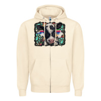 Sandshell western background turquoises gemstones black and white baby cow Zipper Hoodie - BarkalooDesign