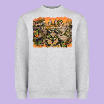 Camouflage Bunny Background Heavyweight Sweatshirt Designed By Barkaloodesign