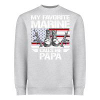 Heather Grey marine papa, gifts my favorite marine calls me pa pa military mother Heavyweight Sweatshirt - artisFamous