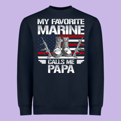 Marine Papa, Gifts My Favorite Marine Calls Me Pa Pa Military Mother Heavyweight Sweatshirt Designed By Artisfamous