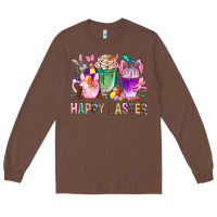 Chestnut Happy Easter Coffee Cups With Bunny Long Sleeve Tee - BundleAndBundleShop