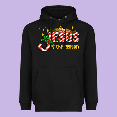 Jesus Is The Reason With Christmas Candy Ado Heavyweight Hoodie Designed By Adodesignshop