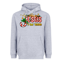 Heather Grey jesus is the reason with christmas candy ado Heavyweight Hoodie - AdoDesignShop