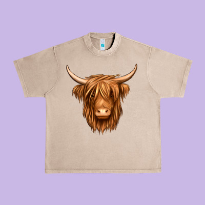 Long Haired Cow Urban Heavy Tee Designed By Jasminsmagicworld