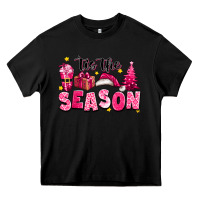 Black Pink 'tis the season Christmas Heavy Core Tee - texasbilliewilder