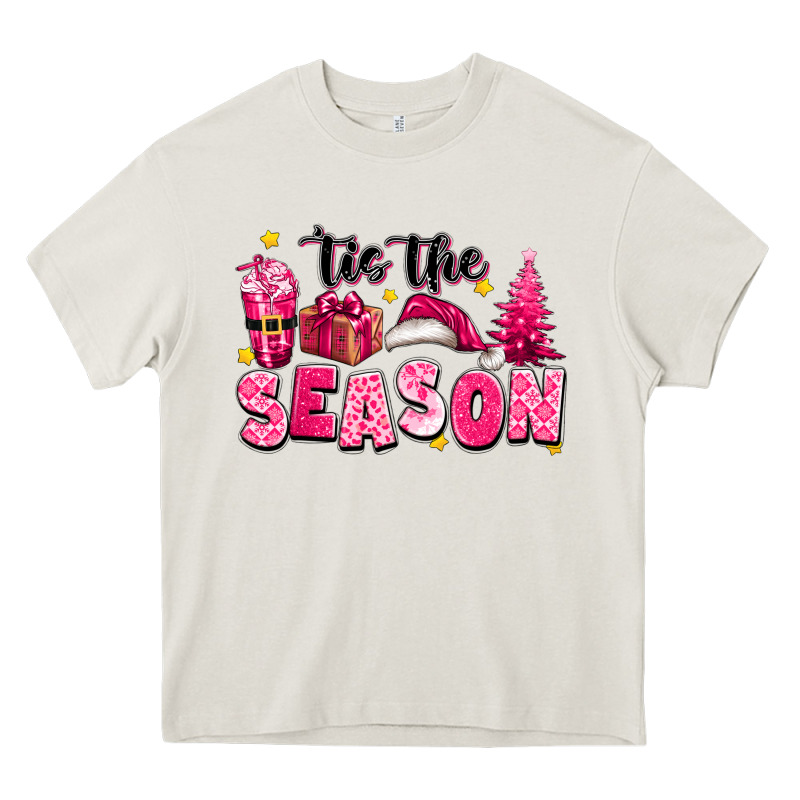 Pink 'tis The Season Christmas Heavy Core Tee by texasbilliewilder | Teevron