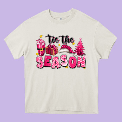 Pink 'tis The Season Christmas Heavy Core Tee Designed By Texasbilliewilder