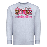 Heather Grey nurse with valentines day element Premium Sweatshirt - AdoDesignShop