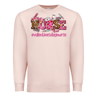 Pale Pink nurse with valentines day element Premium Sweatshirt - AdoDesignShop